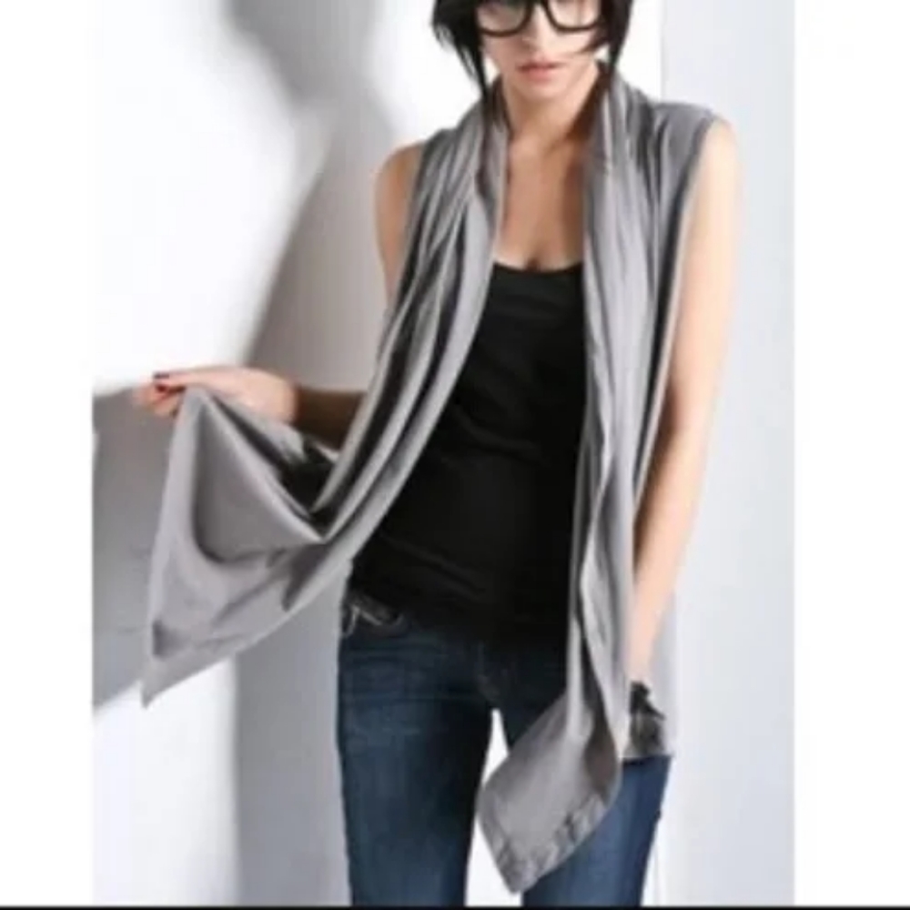 Alternative Apparel Rhoda Sleeveless Cardigan Heather Grey